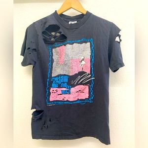 Destroyed Faded Black Skater Wall Jam Street Wear - Unisex 80s Vintage Tee